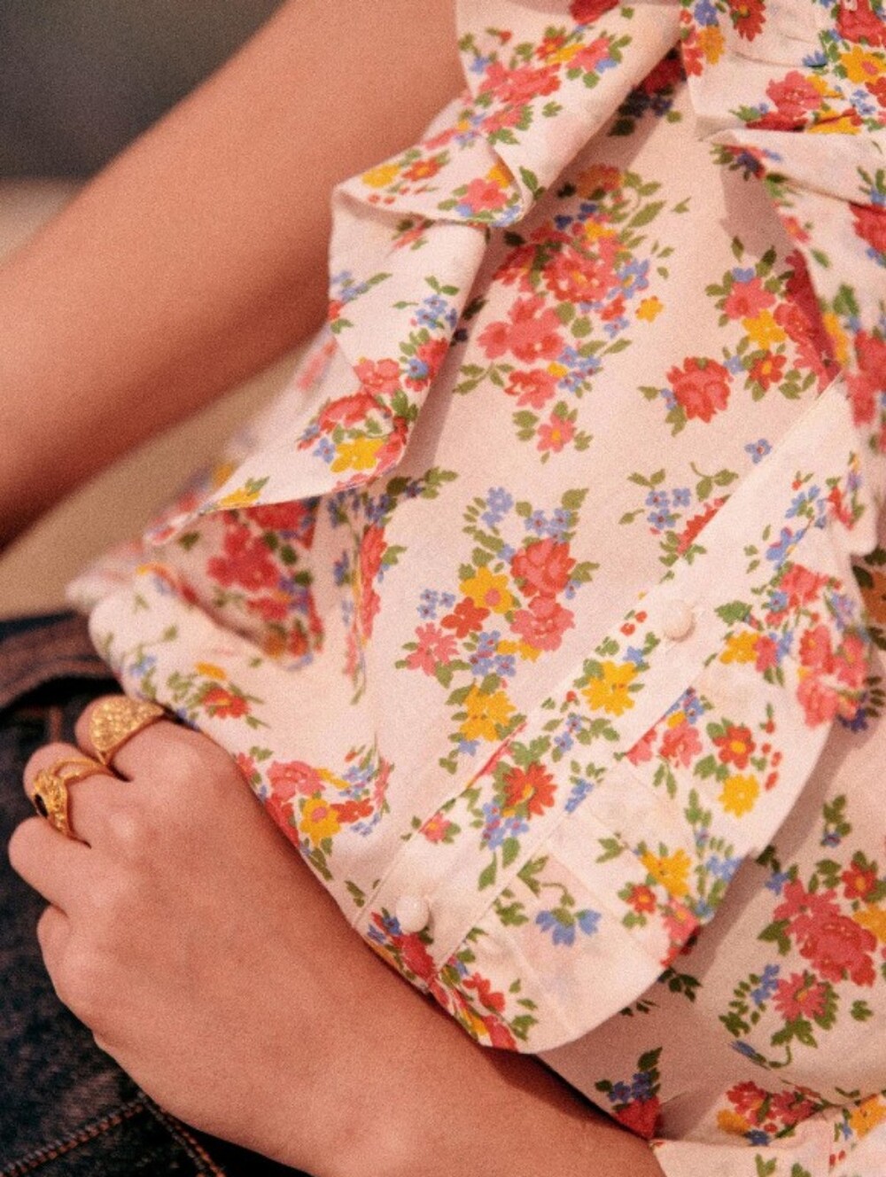 NWT Sézane Ruffled Floral Sleeveless Blouse / Top - Picture 4 of 13